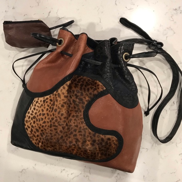 Sharif Handbags - Sharif, leather, leopard calf hair shoulder bag